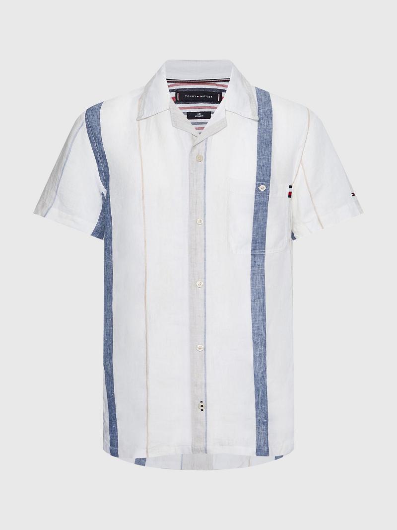 Férfi Tommy Hilfiger Regular fit bold stripe Ingek Fehér Színes | HU 1050EBC